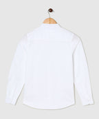 Manet Boys Mandarin Collar Full Sleeves Melange Shirt - White | Grocsy