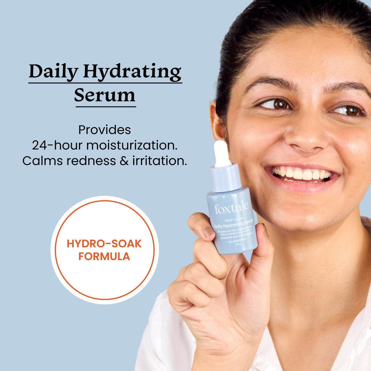 Foxtale Daily Hydrating Serum With Hyaluronic Acid - For Plump & Glowing Skin | Grocsy