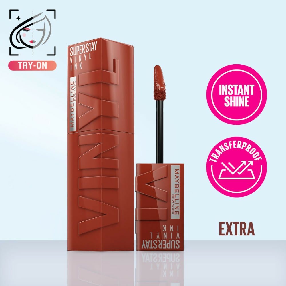 Maybelline New York Super Stay Vinyl Ink Liquid Lipstick, Instant Shine Lasts Up To 16H - Extra | Grocsy