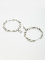NVR Women's Silver-Toned AD-Studded Handcrafted Circular Hoop Earrings | Grocsy