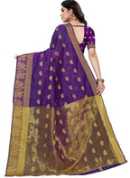 Vamika Banarasi Jacquard Weaving Violet Saree (Shining Violet) | Grocsy