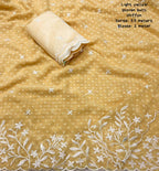 Yellow Pure Chiffon Woven Design Saree with Unstitched Blouse - A2M | Grocsy