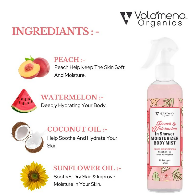 Volamena Peach & Watermenlon In Shower Moisturizer Body Mist | Grocsy