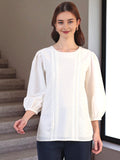 W for Woman White Solid Straight Pure Cotton Top | Grocsy