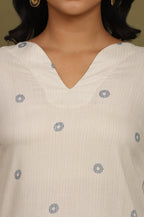 W for Woman Beige Stripes Rayon Straight Top in Curved Neck | Grocsy