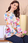 W for Woman Multicolor Floral Printed Straight Pure Cotton Top | Grocsy
