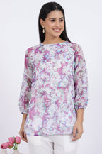 W for Woman Multicoloured Floral Printed Straight Polyester Top | Grocsy