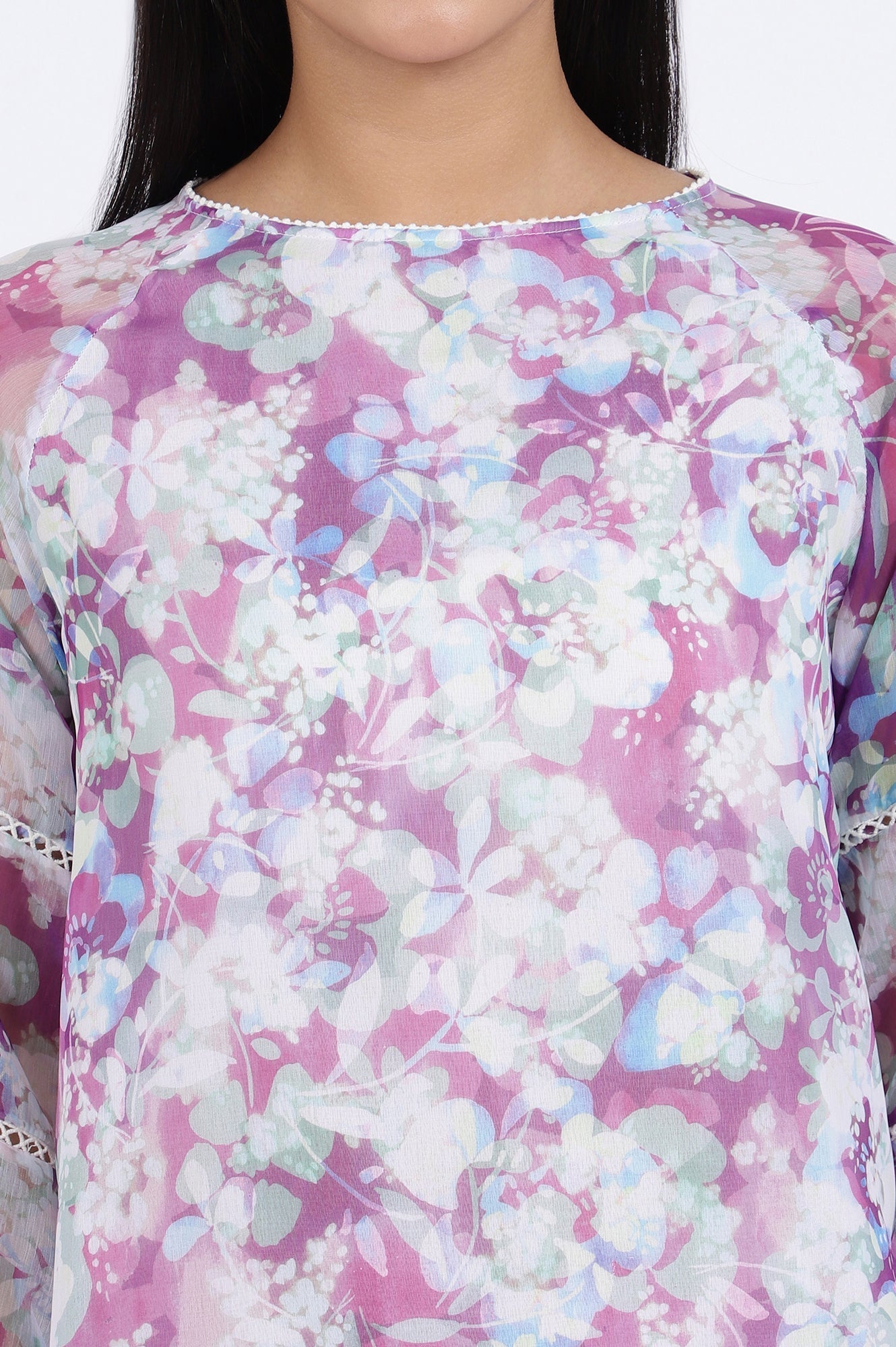 W for Woman Multicoloured Floral Printed Straight Polyester Top | Grocsy