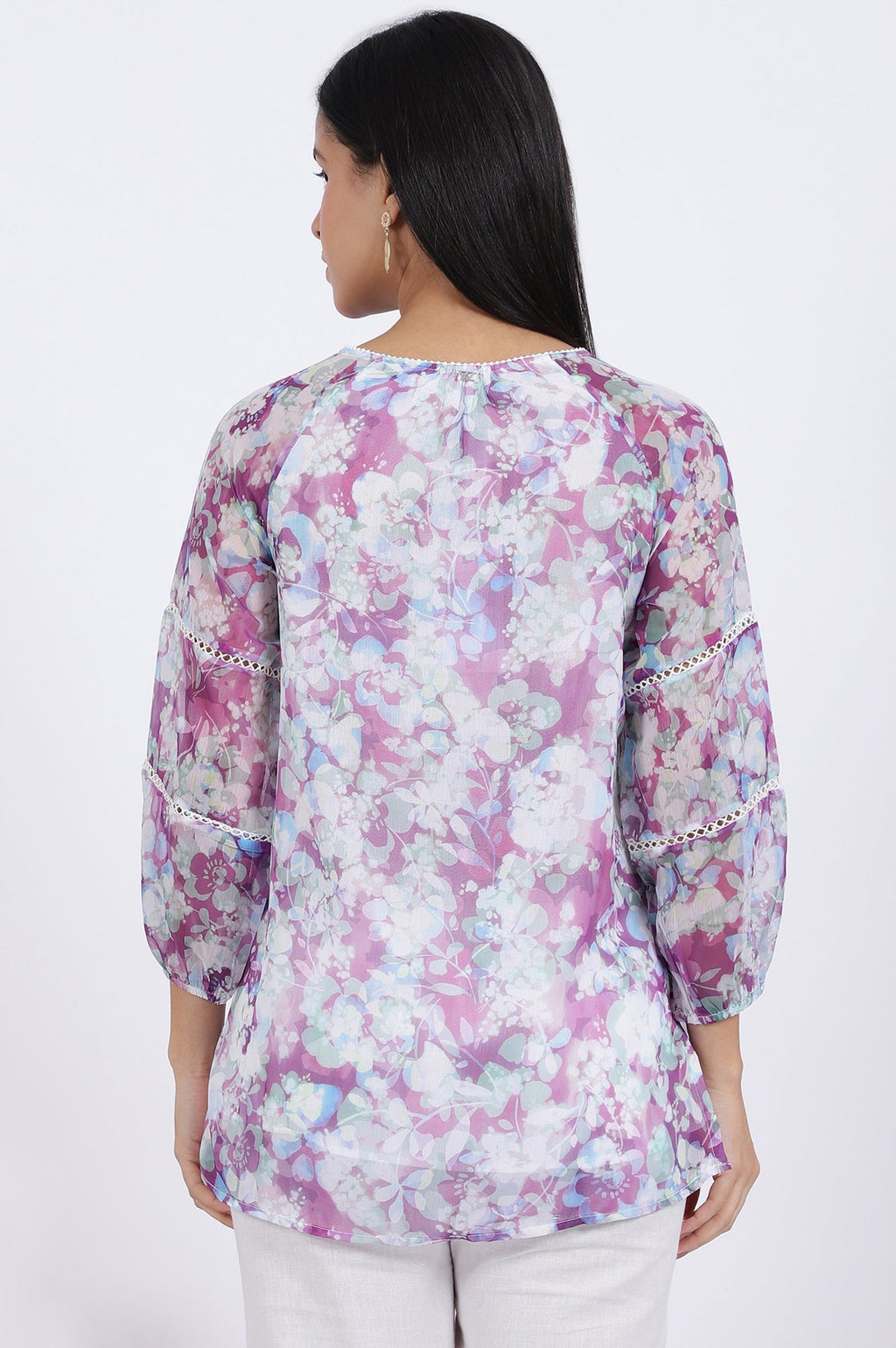 W for Woman Multicoloured Floral Printed Straight Polyester Top | Grocsy