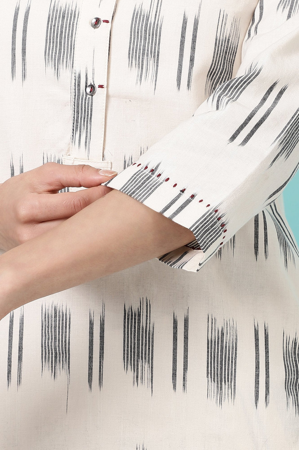 W for Woman Off-White Yarn Dyed Pure Cotton Tunic | Grocsy