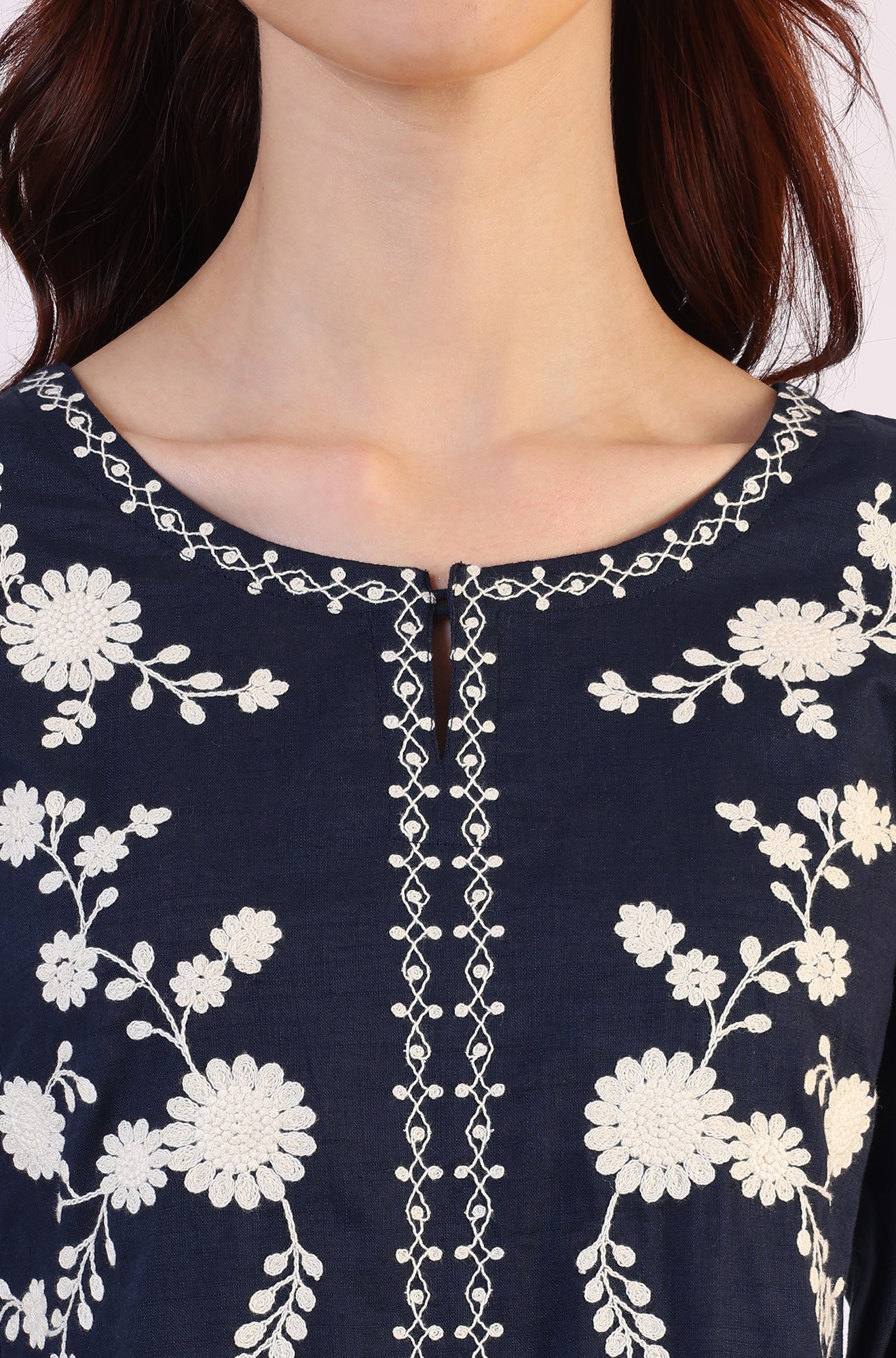 W for Woman Embroidered Flared Pure Cotton Top | Grocsy