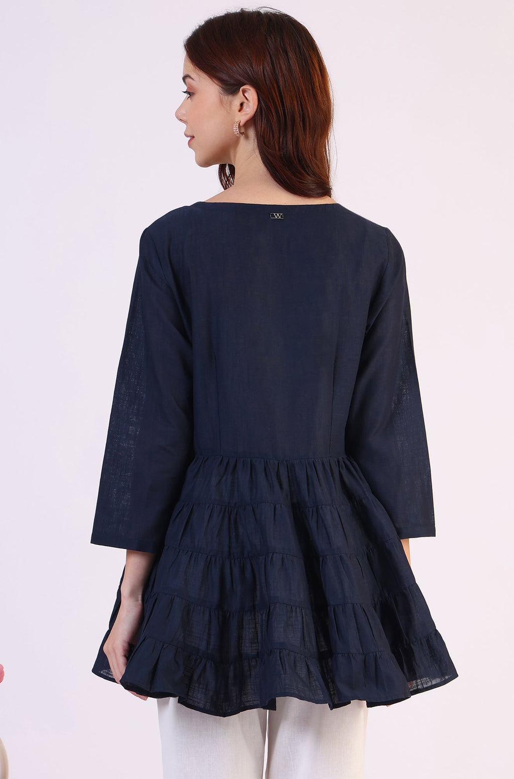 W for Woman Embroidered Flared Pure Cotton Top | Grocsy