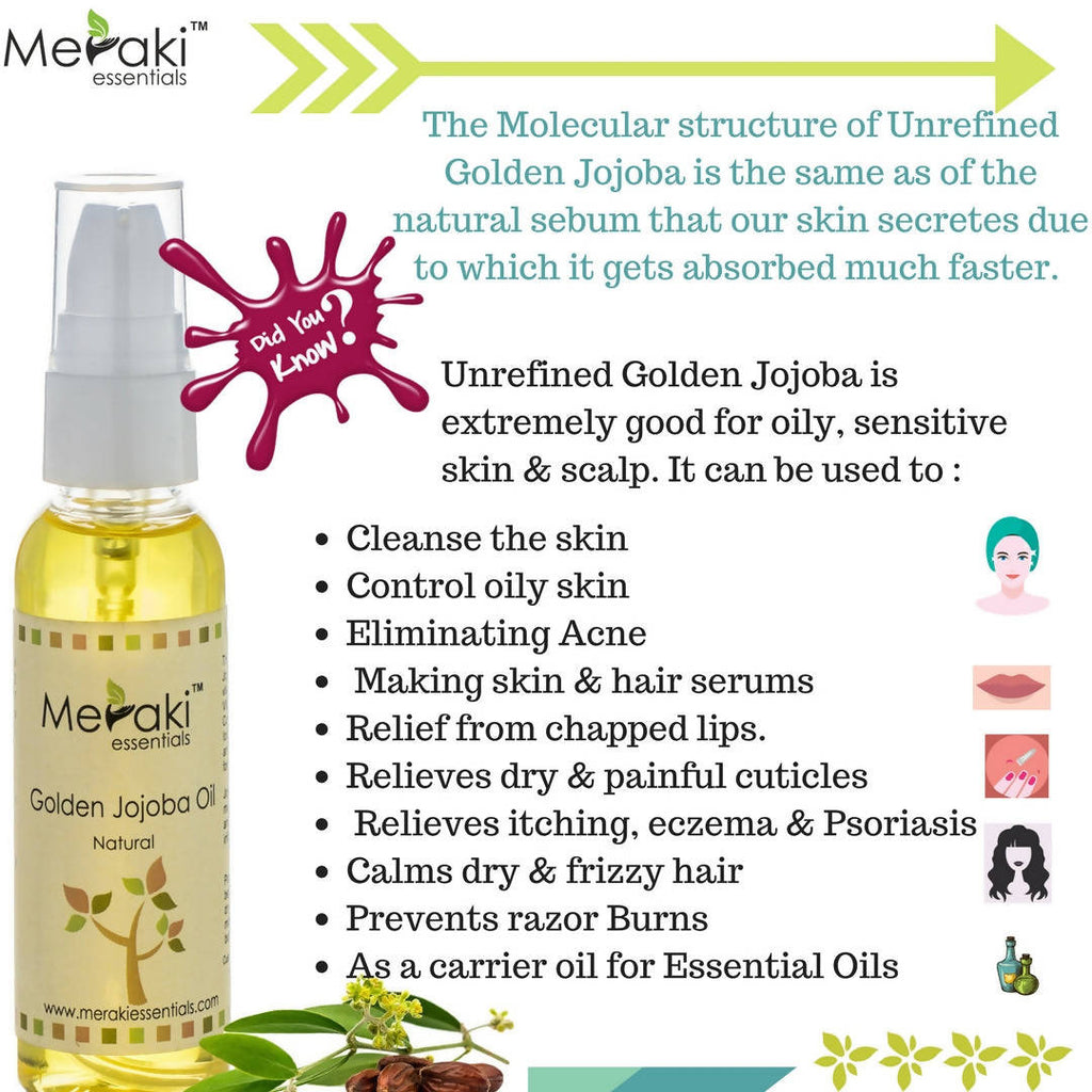 Meraki Essentials Golden Jojoba Oil | Grocsy