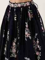 House of Panchhi Navy Blue Pure Georgette Thread & Sequinse Work Lehenga & Blouse, Dupatta | Grocsy