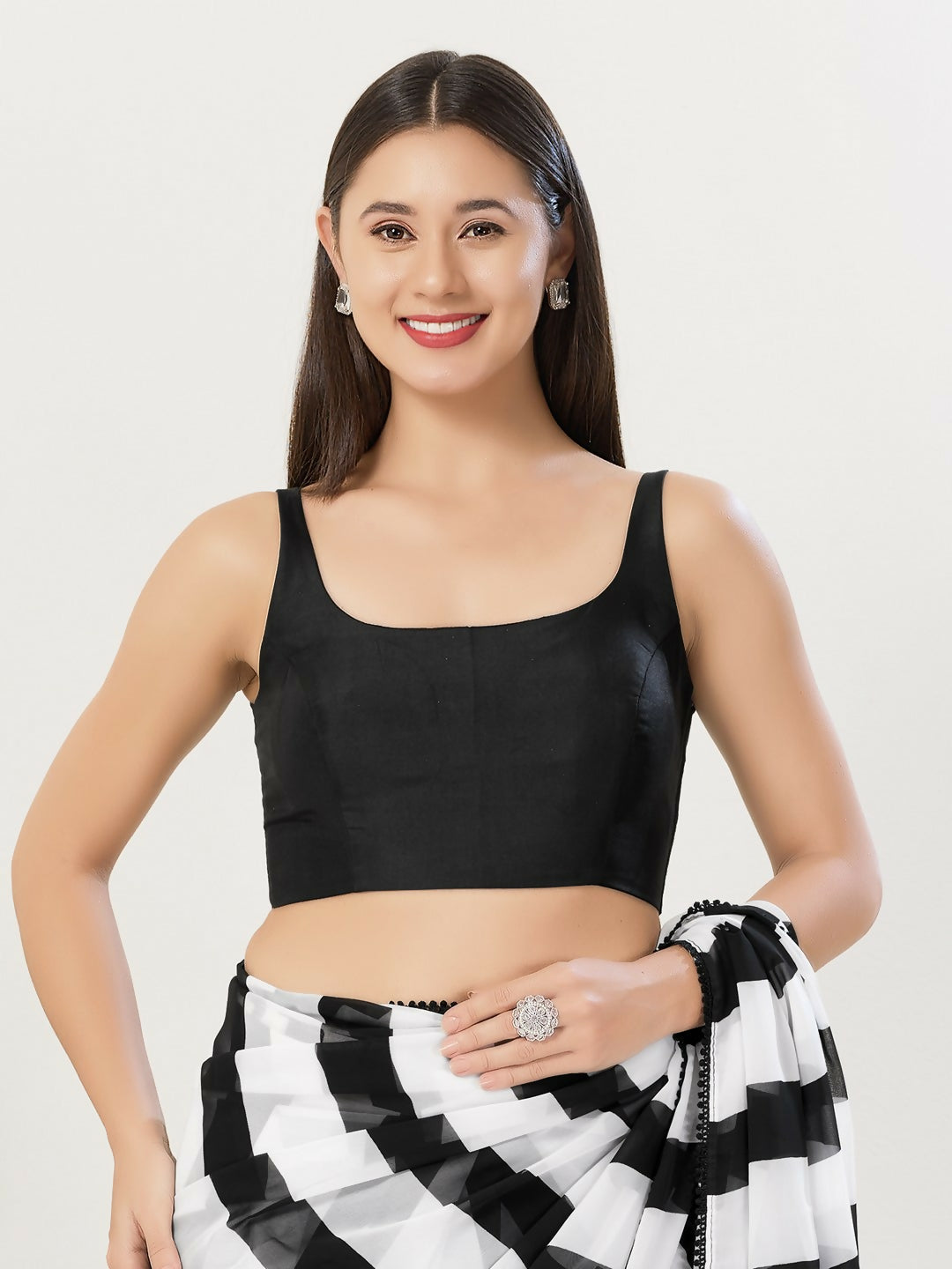 Joban Fashion Women Jacquard Black Stitched Blouse | Grocsy