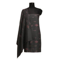 Nizalia Handmade Paper Mache Soozni Work Dark Grey Pashmina - Limited Time Offer | Grocsy