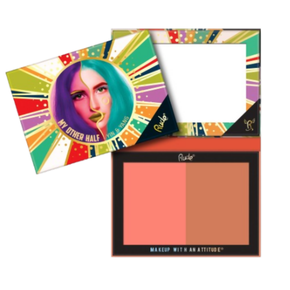 Rude Cosmetics My Other Half Duo Shade Face Palette - Yin And Yang | Grocsy