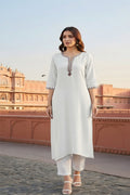 SRS Fashion White Embroidered Rayon Straight Kurta Set | Grocsy