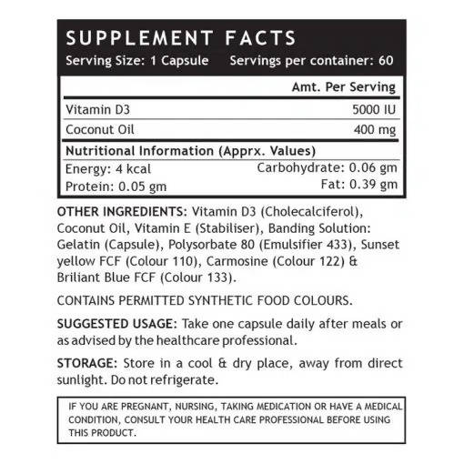 Inlife Vitamin D3 5000 IU Capsules With Gelatin | Grocsy