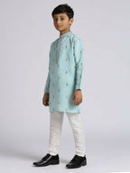Joban Fashion Kids Island Ethnic Wear with Silk Sequence Embroidery Kurta and Pyjama Set - Teal Blue | Grocsy