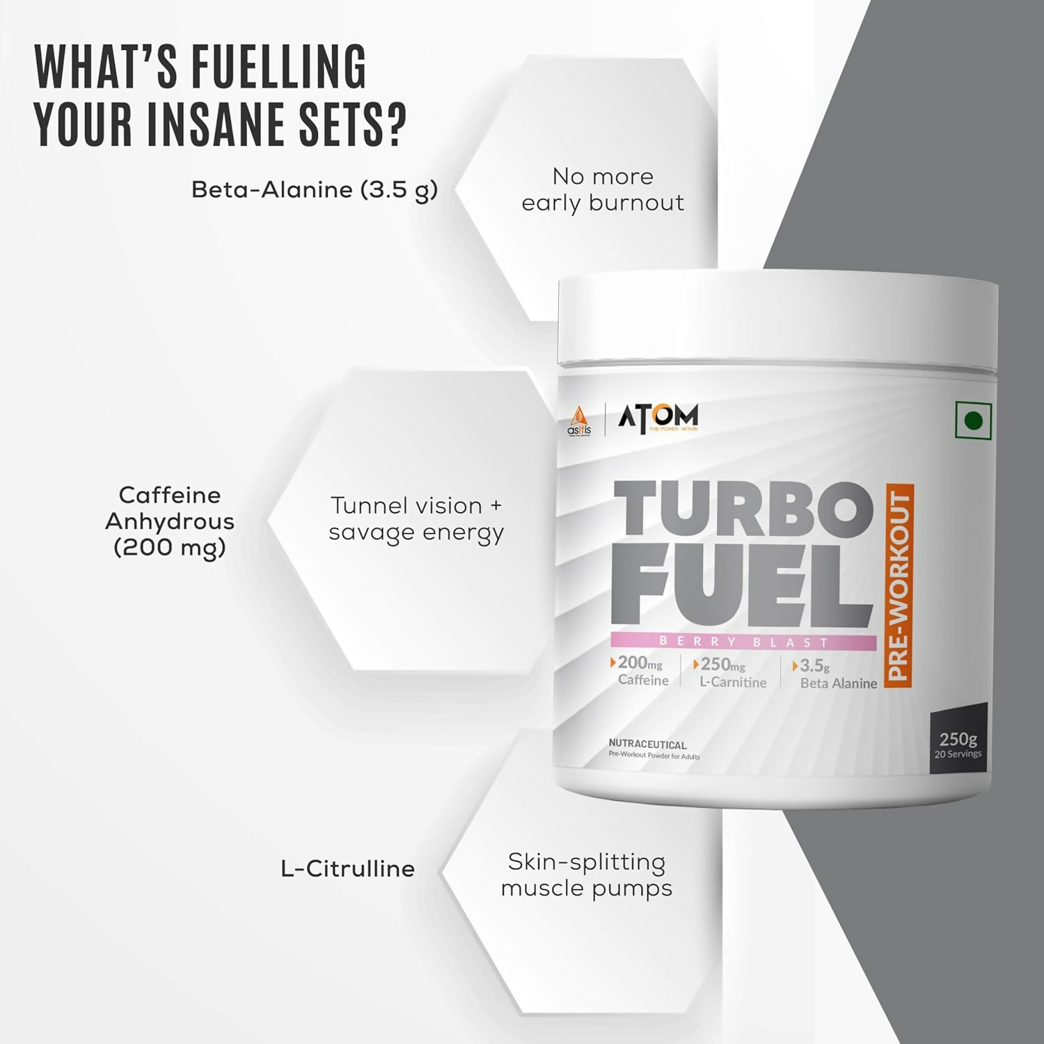 As-It-Is Atom Turbo Fuel Pre-Workout Formula Berry Blast Flavour | Grocsy