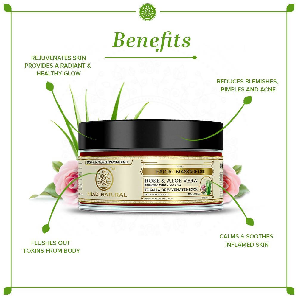 Khadi Natural Rose & Aloe Vera Facial Massage Gel | Grocsy