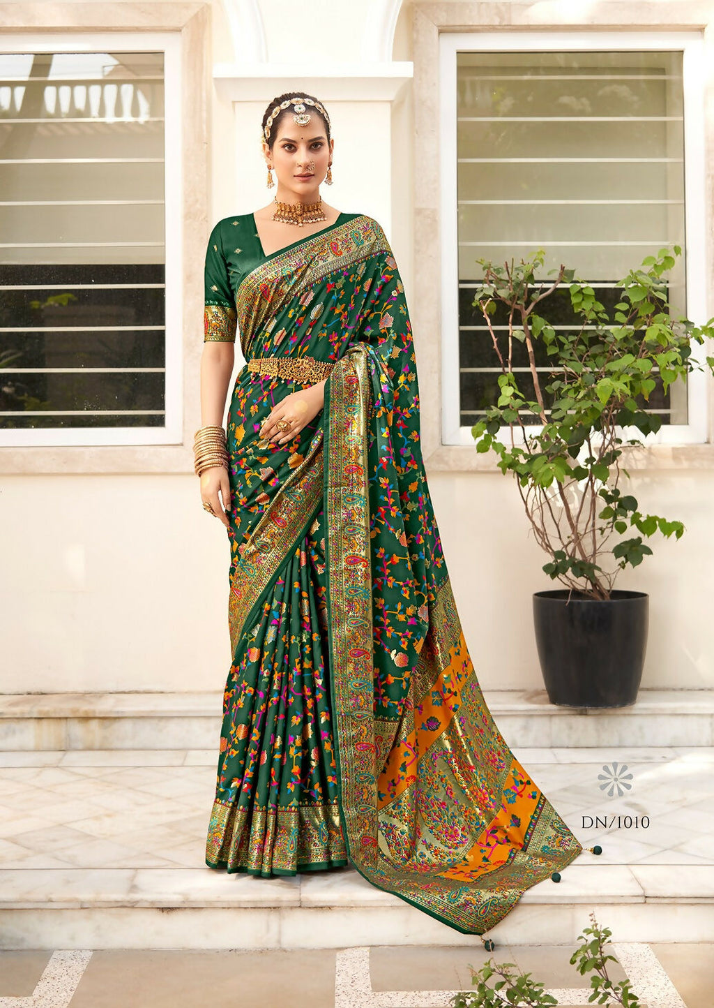 Joban Fashion Faux Chiffon Light Weight Saree Green Colored With Zari Border Saree | Grocsy