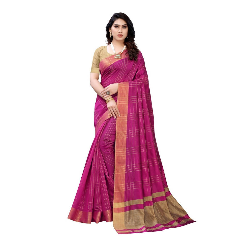 Vamika Pink Cotton Silk Weaving Saree (Anaya Pink) | Grocsy