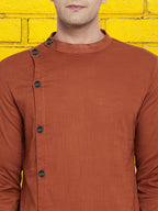 Even Apparels Men's Asymetrical Brown Sherwani Kurta | Grocsy