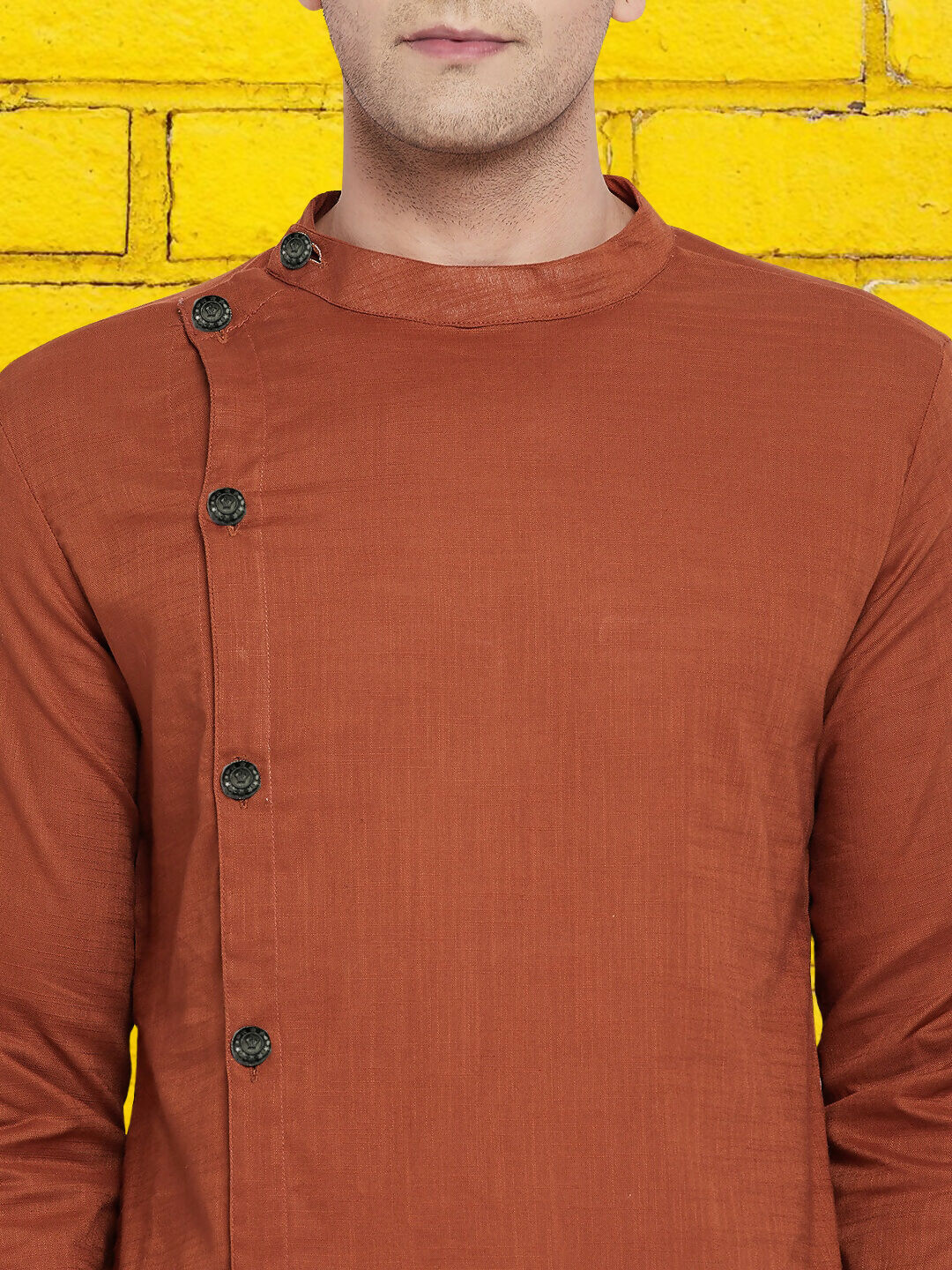 Even Apparels Men's Asymetrical Brown Sherwani Kurta | Grocsy