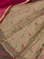 Jyoti Fashion Beautiful Beige Organza Silk Embroidered Kids Lehenga Choli Set | Grocsy
