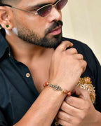 VOJ Gold-Polished Rudraksh Bracelet