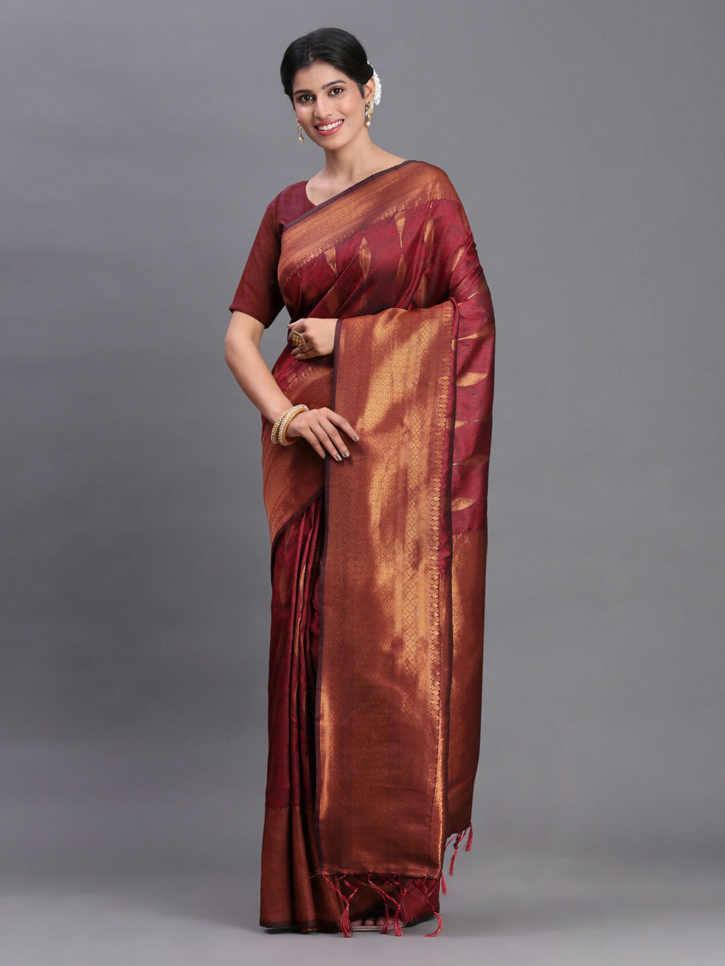 Shree Shyam Fashion Silk Maroon Saree | Grocsy