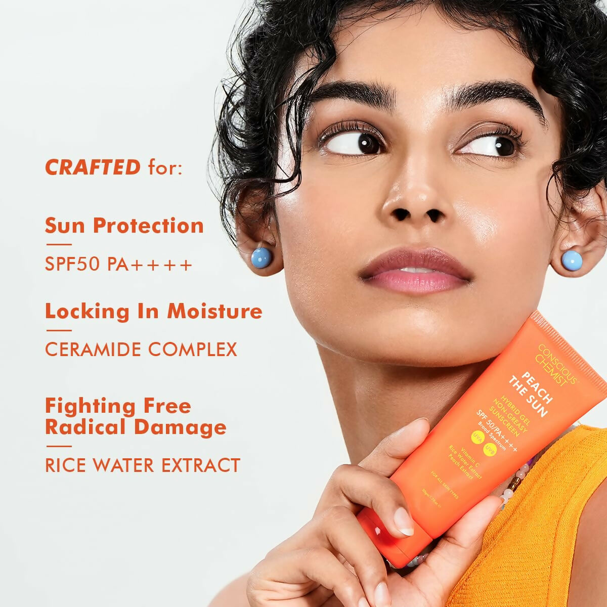 Conscious Chemist Peach The Sun Hybrid Gel Sunscreen SPF 50 PA ++++ | Grocsy