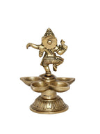 eCraftIndia Gold-Toned Handcrafted Dancing Lord Ganesha Showpiece With Diya | Grocsy