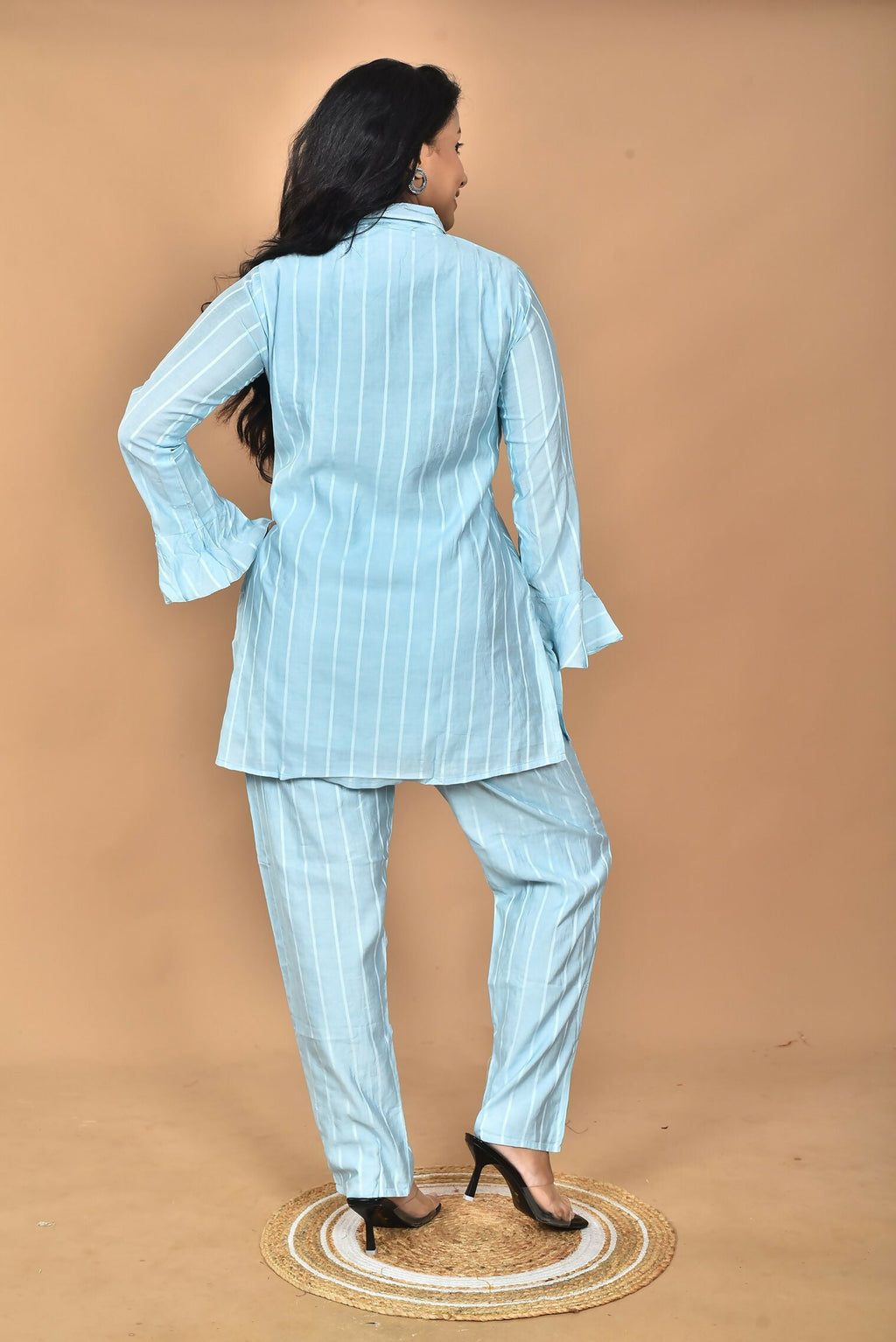 Morchari Women And Hand Embroidery Co-Ords-Sky Blue | Grocsy