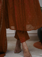 The52 Women's Beautiful Cotton Fabric Embroidery Work Straight Kurta Pant and Dupatta Set | Grocsy