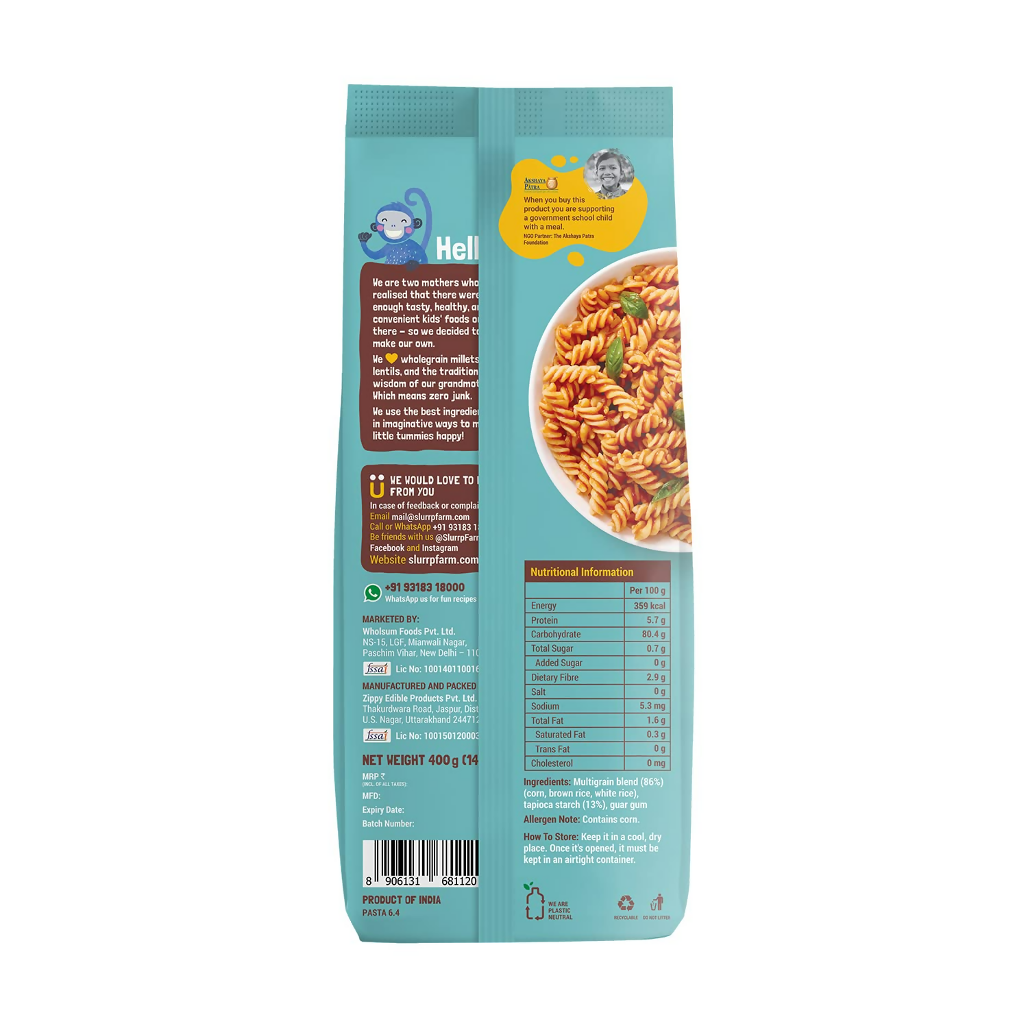 Slurrp Farm Multigrain Fusilli Pasta | Grocsy