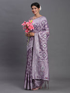 Shree Shyam Fashion Linen Cotton Violet Saree | Grocsy