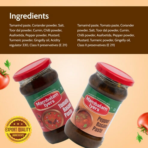 Mambalam Iyers Tomato Rasam & Pepper Rasam Paste Combo | Grocsy