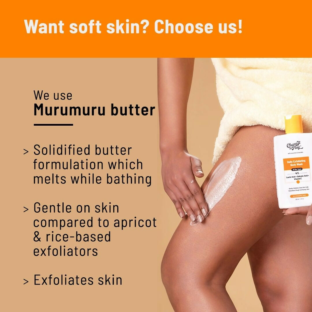 Chemist At Play Exfoliating Body Wash + Exfoliating Body Scrub For Tan Removal Combo | Grocsy