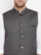 Even Apparels Grey Merino Men Woven Nehru Jacket PW685 | Grocsy