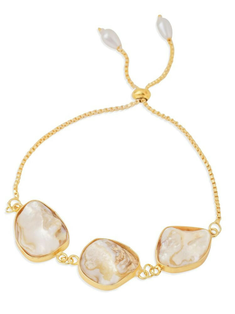 NVR Women's Pearls Gold Toned Bracelet | Grocsy