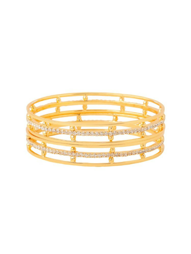 NVR Women Set of 2 Gold-Polished Handcrafted Bangles