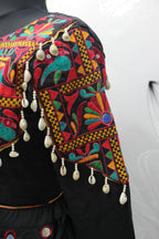 Black Viscose Rayon Thread Embroidery with mirror work Navratri Lehenga Choli with Dupatta - Raas | Grocsy
