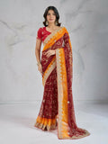 Ai Fashion Maroon Georgette Digital Print Party Wear Saree | Grocsy