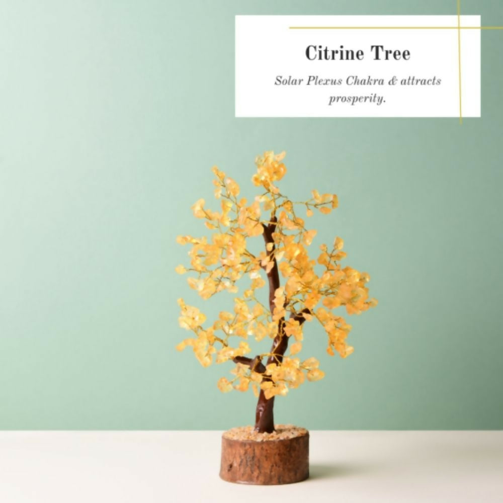 Indianvibez Bodh Citrine Tree with Wooden Base 300 Beads | Grocsy