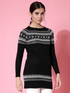 Women Winter Black Cotton Dress - Wool Trees | Grocsy