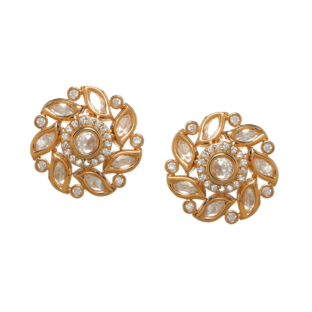 Round Kundan Studs (Gold) - Ruby Raang | Grocsy