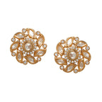Round Kundan Studs (Gold) - Ruby Raang | Grocsy